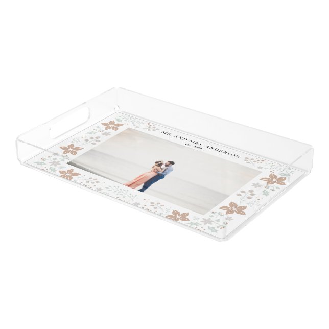 Newlywed Photo Collage Serving Tray (Angled)