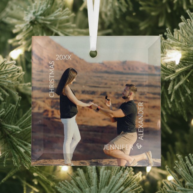 Newlywed Photo Glass Ornament (Insitu)