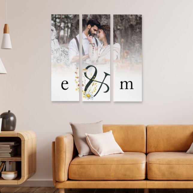 Newlywed Photo Initials Ampersand Wedding Triptych (Creator Uploaded)