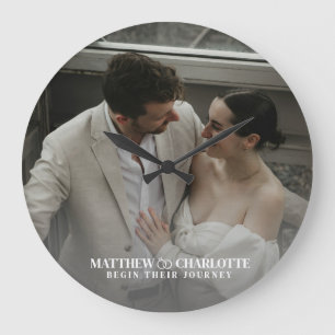 Newlywed Photo Large Clock