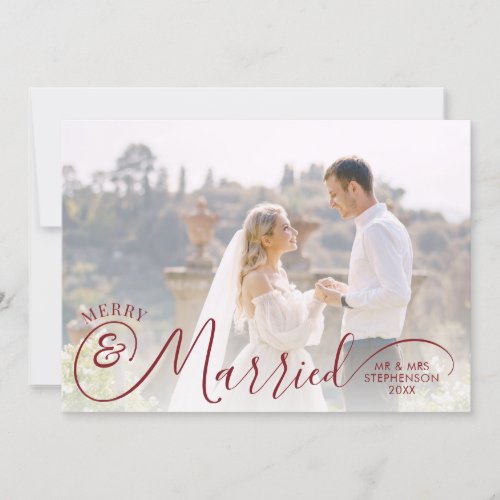 Newlywed Photo Merry and Married Your Greeting Holiday Card