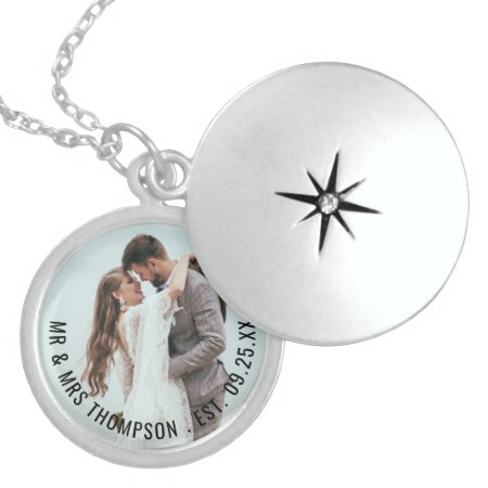 Newlywed Photo Name Wedding Date Bridal Gift Locket Necklace
