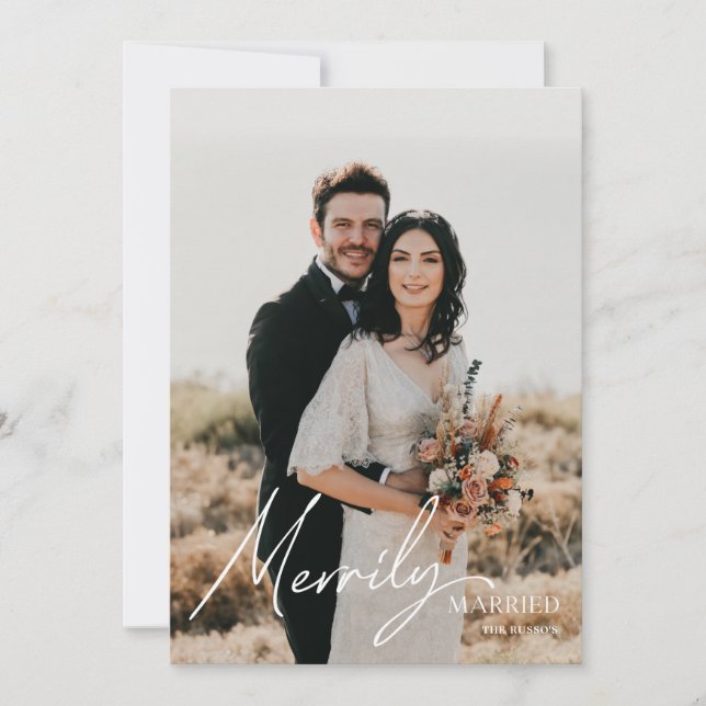 Newlywed Script Photo Holiday Card (Front)