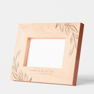 Newlywed Simply Elegant Botanical Wedding Engraved Frames