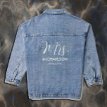 Newlywed Typography Script Denim Jacket<br><div class="desc">Newlywed "Mrs" script typography gifts</div>