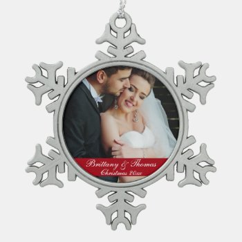 Newlywed Wedding Photo Christmas Ornament Sn by HappyMemoriesPaperCo at Zazzle