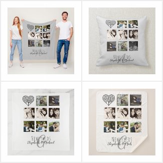 Newlywed Wedding Photo Collage Monogram Gifts