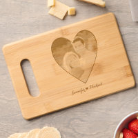 Newlywed Wedding Photo Engraved Heart Bamboo Wood
