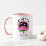 Newlywed Wife Gift Leveled Up Gamer Fun Mug<br><div class="desc">A modern wedding day bride's gift idea for those who love playing computer generated games,  featuring two games consoles and a humor statement "Leveled Up To Wife" Just customize with a personal name for that extra special touch at no extra cost.</div>