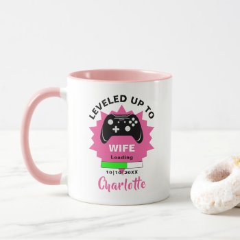 Newlywed Wife Gift Leveled Up Gamer Fun Mug by Flissitations at Zazzle