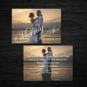 Newlyweds 1st Christmas Merrily Ever After 2 Photo Note Card