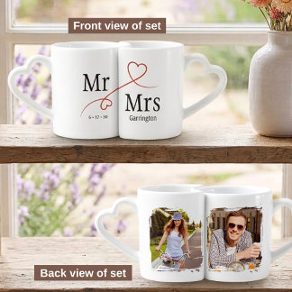 Newlyweds 2 Photo Mr and Mrs Sweetheart Keepsake Coffee Mug Set