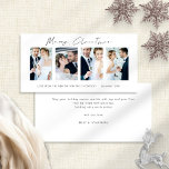 Newlyweds 4 Photos White Merry Christmas Holiday Card<br><div class="desc">Newlyweds 4 Photos White Script White Merry Christmas. Available digitally and printed. Modern and minimalist,  with a stylish set script for Merry Christmas. Replace the sample pictures with your own wedding favorites and personalise the rest of the words on each side as required.</div>