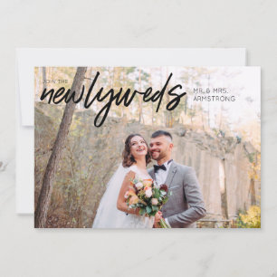 Newlyweds B Horizontal 1 Photo Wedding Reception Invitation