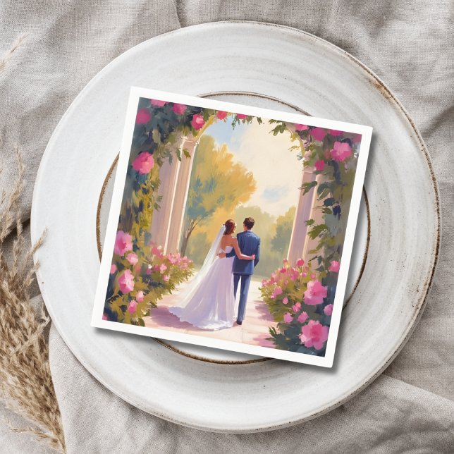 Newlyweds Bride & Groom Wedding Painting Napkins (Creator Uploaded)