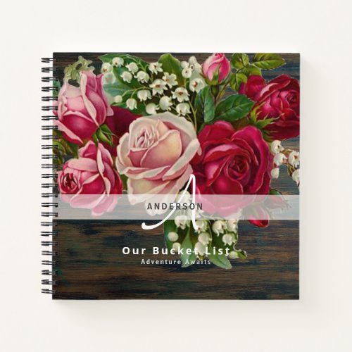 Newlyweds BUCKET LIST Keepsake Vintage Roses Notebook