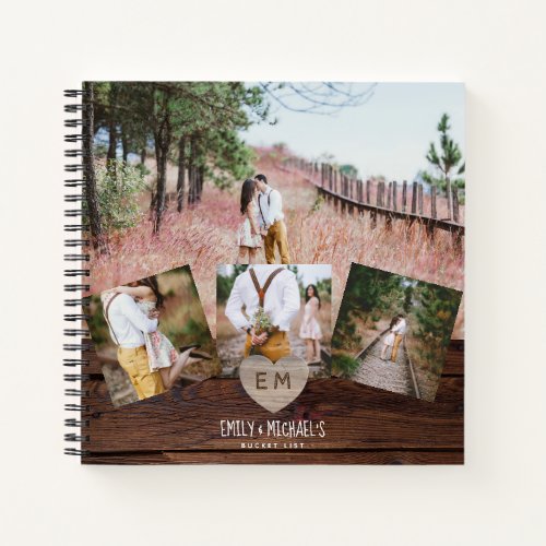 Newlyweds BUCKET LIST Photo Rustic Purple Floral Notebook