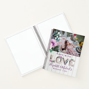 Newlyweds BUCKET LIST Photo Rustic Purple Floral Notebook
