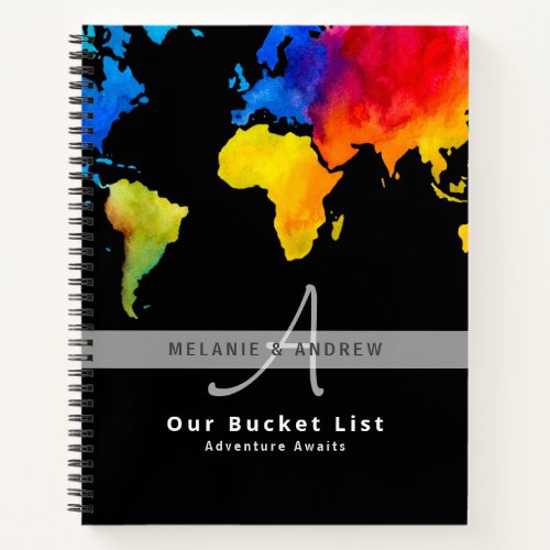 Newlyweds BUCKET LIST World Travel Map Theme Notebook