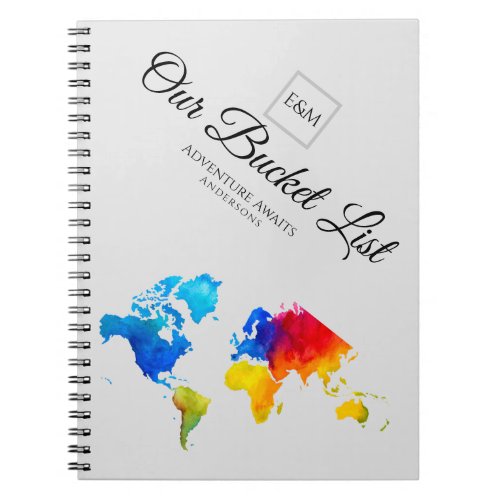 Newlyweds BUCKET LIST World Travel Map Theme Notebook