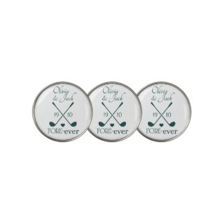 Newlyweds Couple | Modern Dark Green Golf Ball Marker