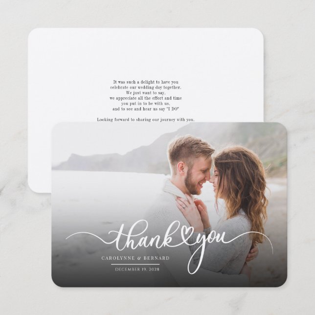 Newlyweds Couple Wedding Photo Thank You Card (Front/Back)