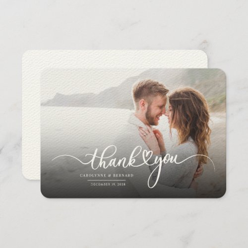 Newlyweds Couple Wedding Photo Thank You Card