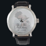 Newlyweds Custom Wedding Photo Watch<br><div class="desc">Celebrate your forever with a personalized wedding photo watch! This elegant timepiece,  featuring a custom picture and "Mr & Mrs" design,  is a meaningful keepsake for newlyweds or a heartfelt anniversary gift.</div>