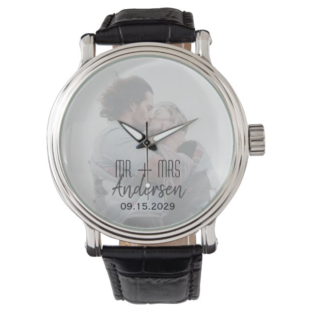 Newlyweds Custom Wedding Photo Watch (Front)
