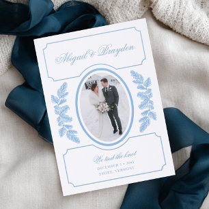 Newlyweds Elegant Calligraphy Winter Wedding Letterpress Photo Cards