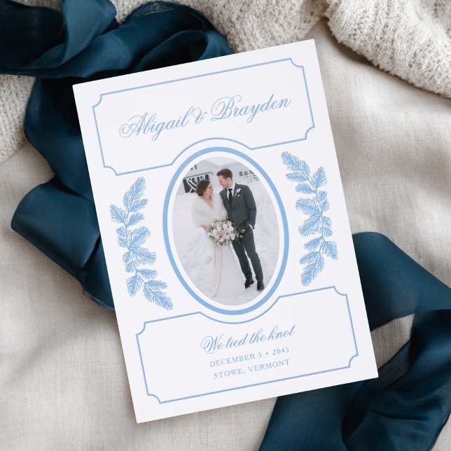 Newlyweds Elegant Calligraphy Winter Wedding Letterpress Photo Cards (Creator Uploaded)