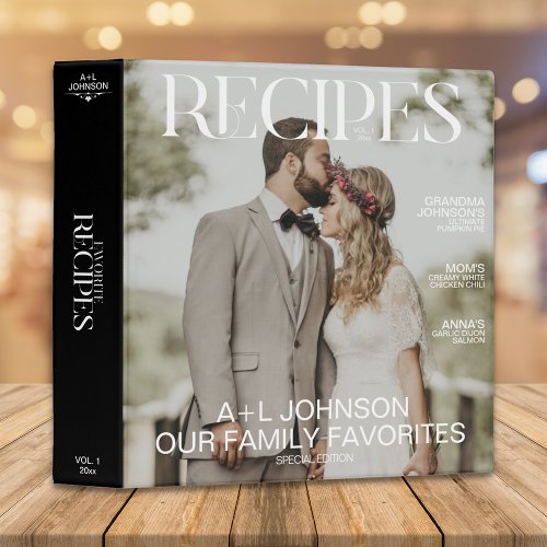 Newlyweds Favorite Recipes 2 Photo Magazine Cover  3 Ring Binder