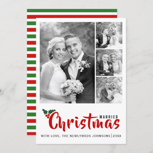 Newlyweds first Christmas collage 4 photo card