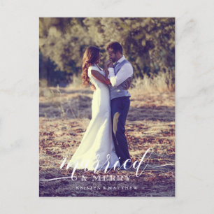 Newlyweds First Christmas Full Bleed Photo Postcard