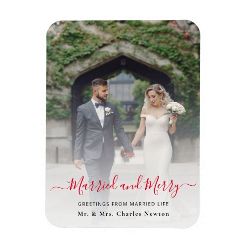 Newlyweds First Christmas Married Multi Photo Magnet