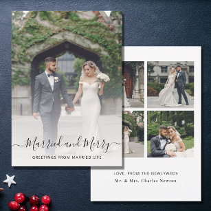 Newlyweds First Christmas Married Photos Holiday Card