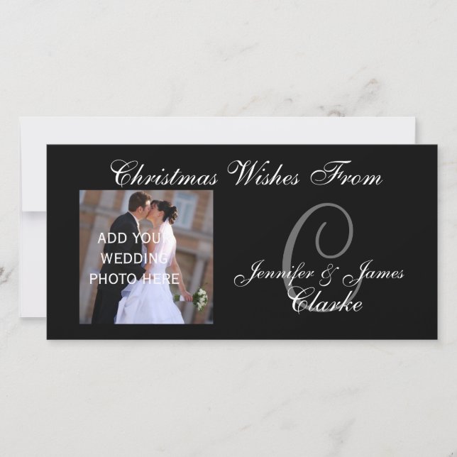 Newlyweds First Christmas Monogram Photo Card (Front)