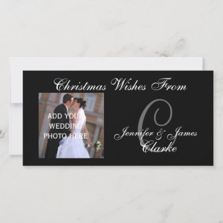 Newlyweds First Christmas Monogram Photo Card