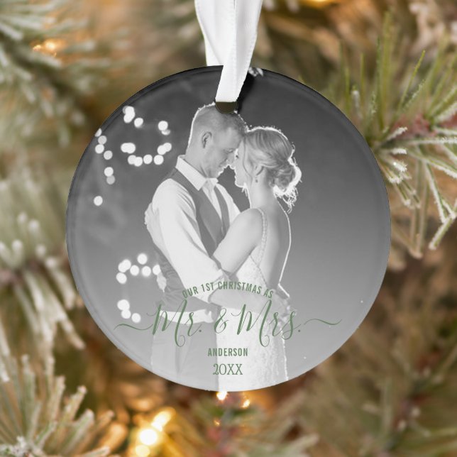 Newlyweds First Christmas Simple Photo Ornament (Tree)
