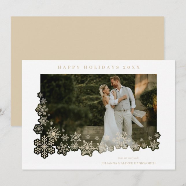 Newlyweds First Christmas Snowflakes Frame Photo (Front/Back)