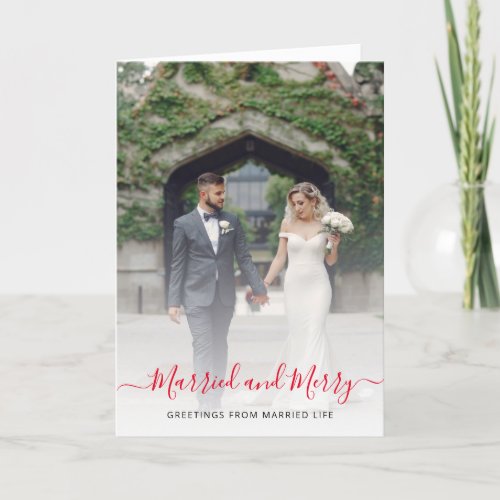 Newlyweds First Christmas Wedding Photos Holiday Card