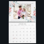 Newlyweds First Year | Wedding Photography Collage Calendar<br><div class="desc">Newlyweds First Year | Wedding Photography Collage Calendar - A stylish and beautiful design with 17 wedding photograph images - Custom keepsake collage yearly calendar with white color block floral design, pink peony flowers, and gray custom text - with your monogrammed initial letter, LOVE IN custom year or your own...</div>