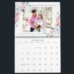 Newlyweds First Year | Wedding Photography Collage Calendar<br><div class="desc">Newlyweds First Year | Wedding Photography Collage Calendar - A stylish and beautiful design with 17 wedding photograph images - Custom keepsake collage yearly calendar with white color block floral design, pink peony flowers, and gray custom text - with your monogrammed initial letter, LOVE IN custom year or your own...</div>