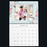 Newlyweds First Year | Wedding Photography Collage Calendar<br><div class="desc">Newlyweds First Year | Wedding Photography Collage Calendar - A stylish and beautiful design with 17 wedding photograph images - Custom keepsake collage yearly calendar with pastel blue color block design, pink peony flowers, and gray custom text - with your monogrammed initial letter, LOVE IN custom year or your own...</div>