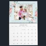 Newlyweds First Year | Wedding Photography Collage Calendar<br><div class="desc">Newlyweds First Year | Wedding Photography Collage Calendar - A stylish and beautiful design with 17 wedding photograph images - Custom keepsake collage yearly calendar with pastel blue color block design, pink peony flowers, and gray custom text - with your monogrammed initial letter, LOVE IN custom year or your own...</div>