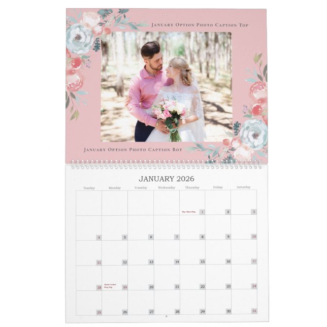 Newlyweds First Year | Wedding Photography Collage Calendar (Jan 2026)