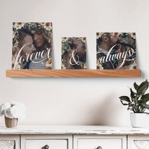 Newlyweds Forever & Always Script Overlay Wedding Picture Ledge