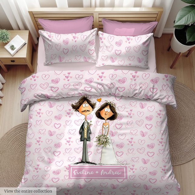 Newlyweds Funny Cartoon Duvet Cover Personalized (Newlyweds Funny Cartoon Duvet Cover Personalized)