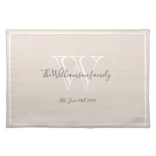 Newlyweds Gift Monogram Name Script Rustic Chic Cloth Placemat