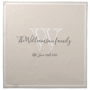 Newlyweds Gift Monogram Script Modern Stylish Chic Cloth Napkin